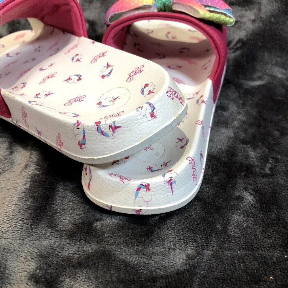 JoJo Shoes Sequence Slides Size 2-3 Youth Rainbow Pink Sandles - Picture 3 of 4
